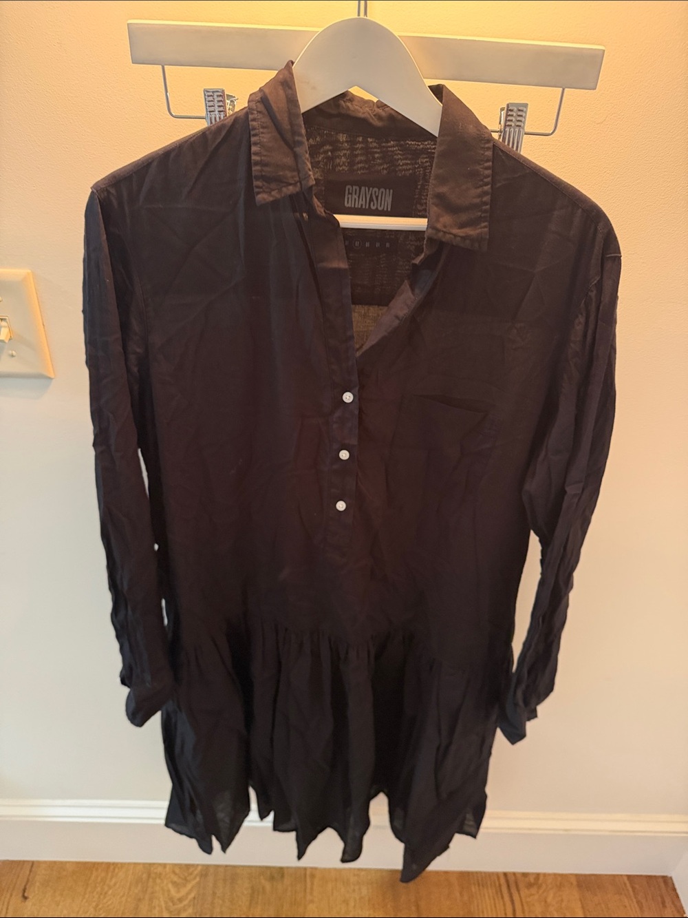 Greyson Black Pintuck Button-Front Tunic